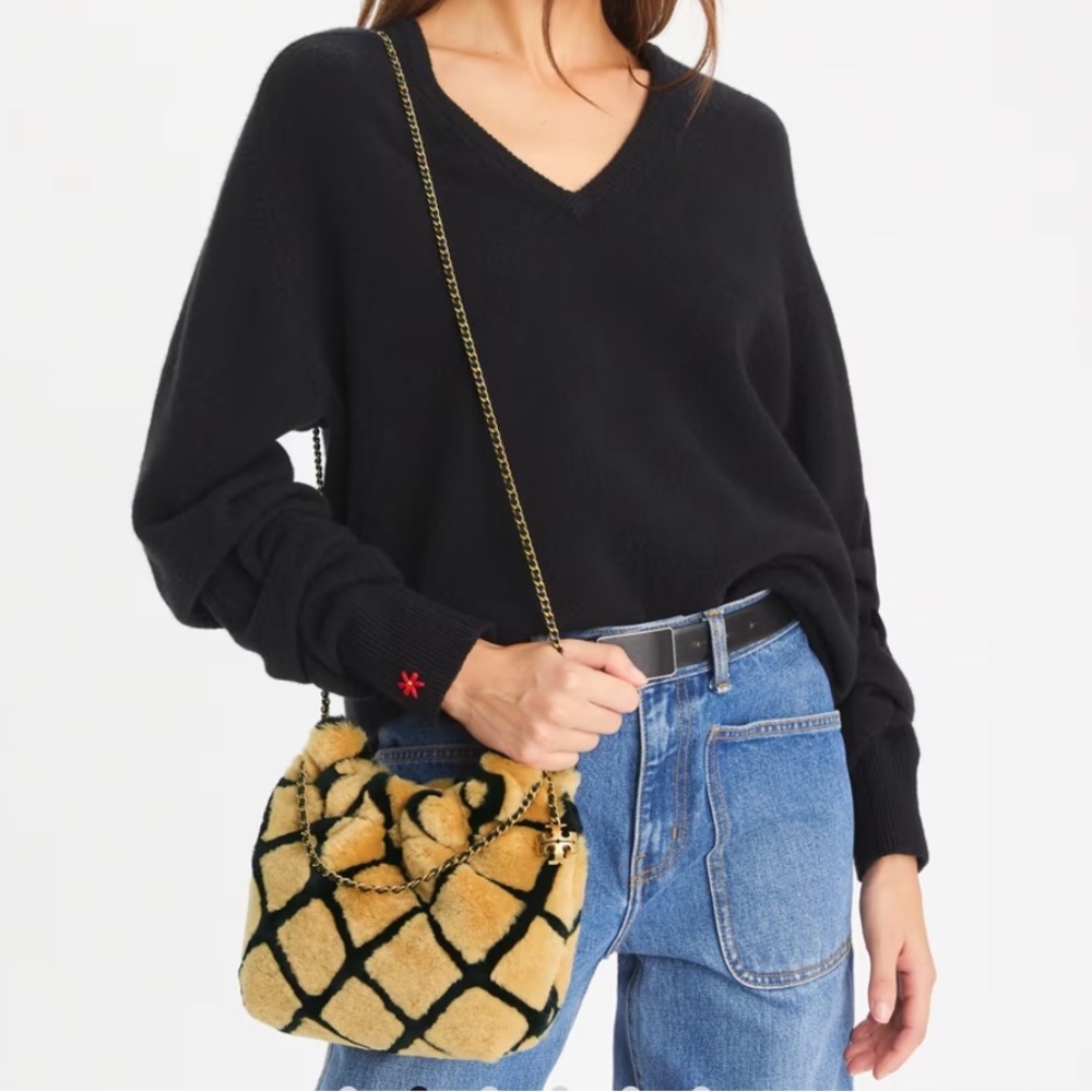 ISO IN SEARCH OF! Tory Burch Mini Fleming Shearling Hobo Bag